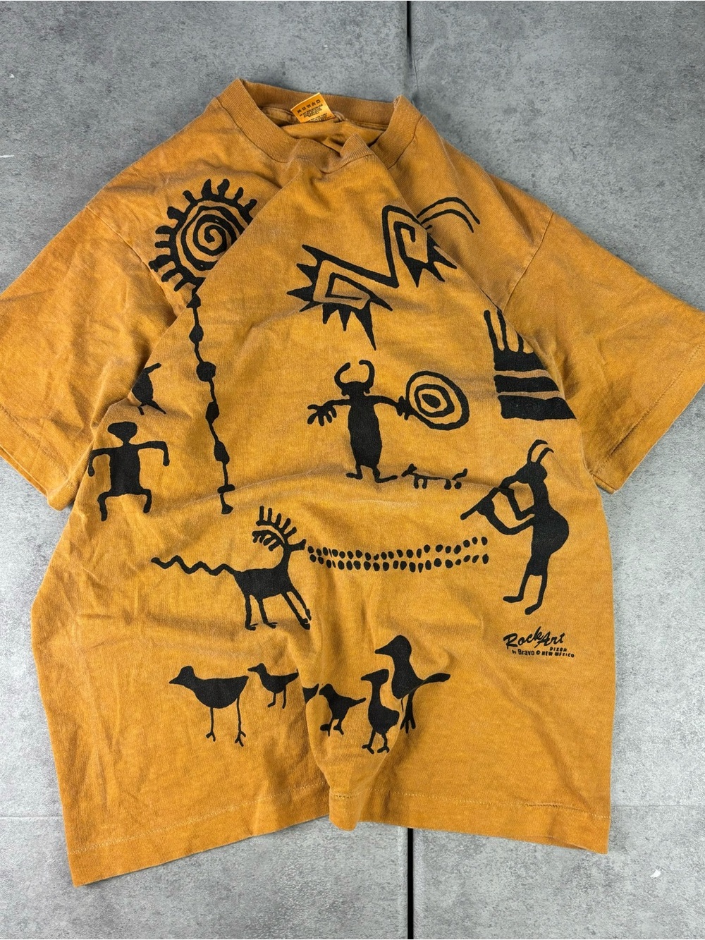 Vintage 90s Seriglyphs Shirt Petroglyph Single Stitch All Over Print Mens L